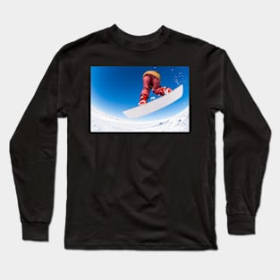 Snowboarder jumping against blue sky Long Sleeve T-Shirt